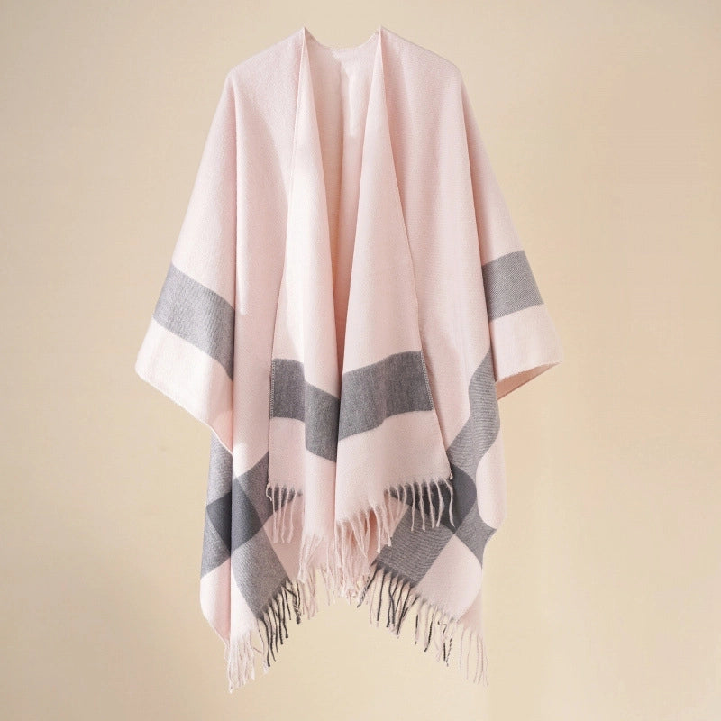 Women's Casual Lattice Polyester Tassel Shawl