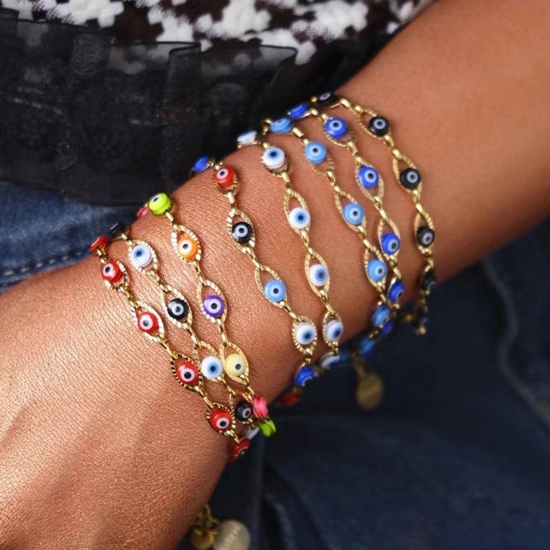 Funny Modern Style Minimalist Eye 304 Stainless Steel Gold Plated Bracelets In Bulk