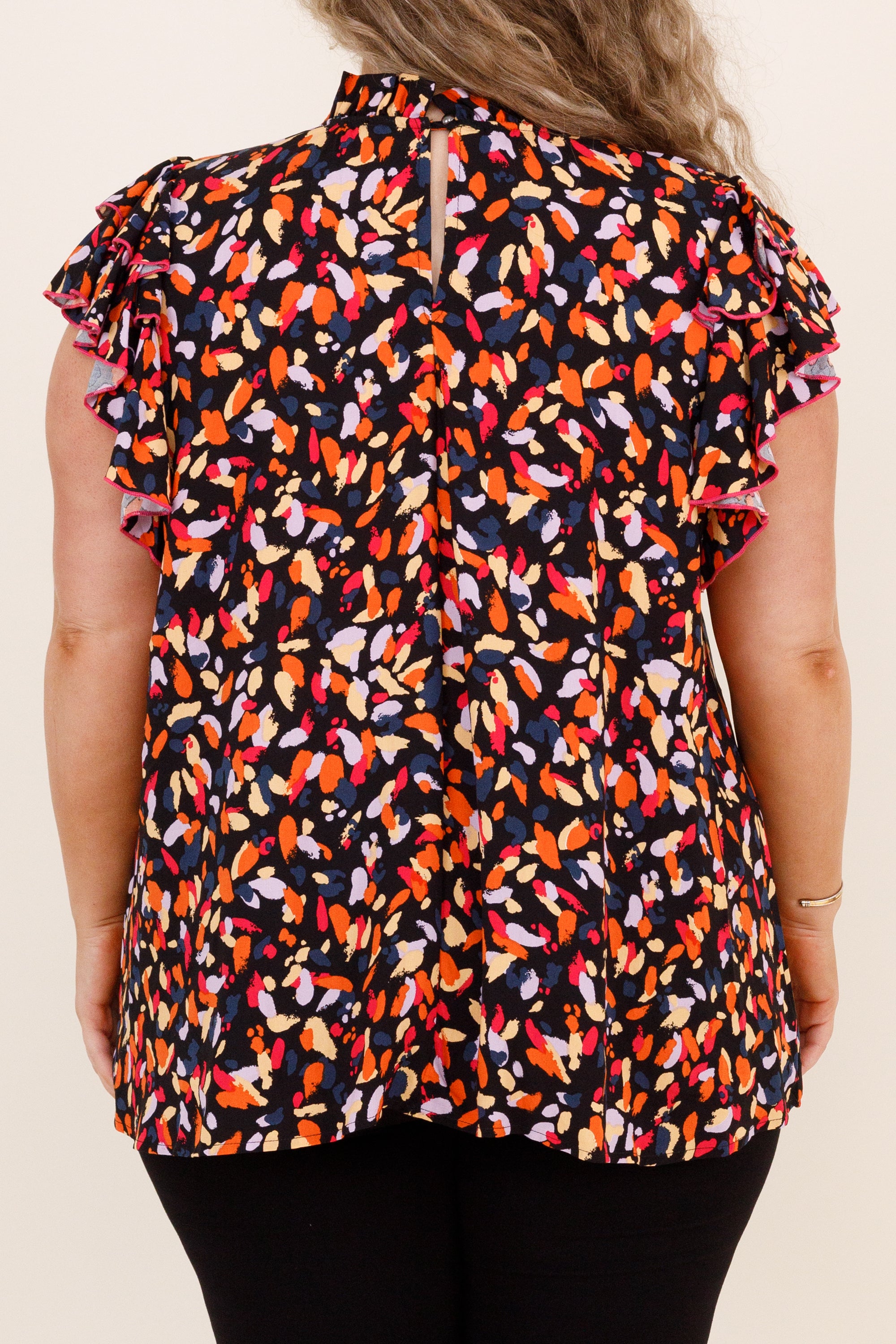 Don't Leave Me Top. Black/Fuchsia