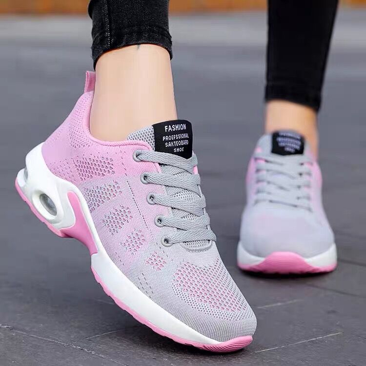 business Ladies Trainers Casual Mesh Sneakers Pink Women Flat Shoes Lightweight Soft Sneakers Breathable Footwear Basket Shoes Plus Size