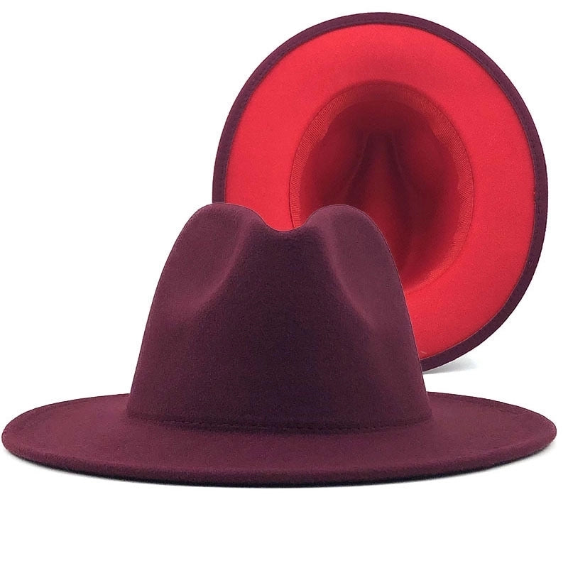 Retro Wool Top Hat Double-sided Blocking Felt Women's Flat-brimmed Jazz Hat