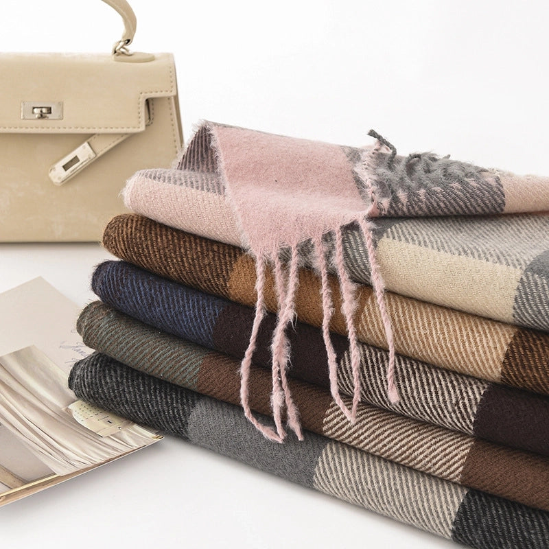 Unisex Retro Classic Style Lattice Polyester Scarf