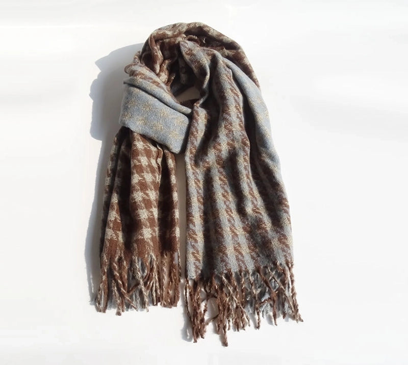 Unisex Classic Style Lattice Imitation Cashmere Scarf