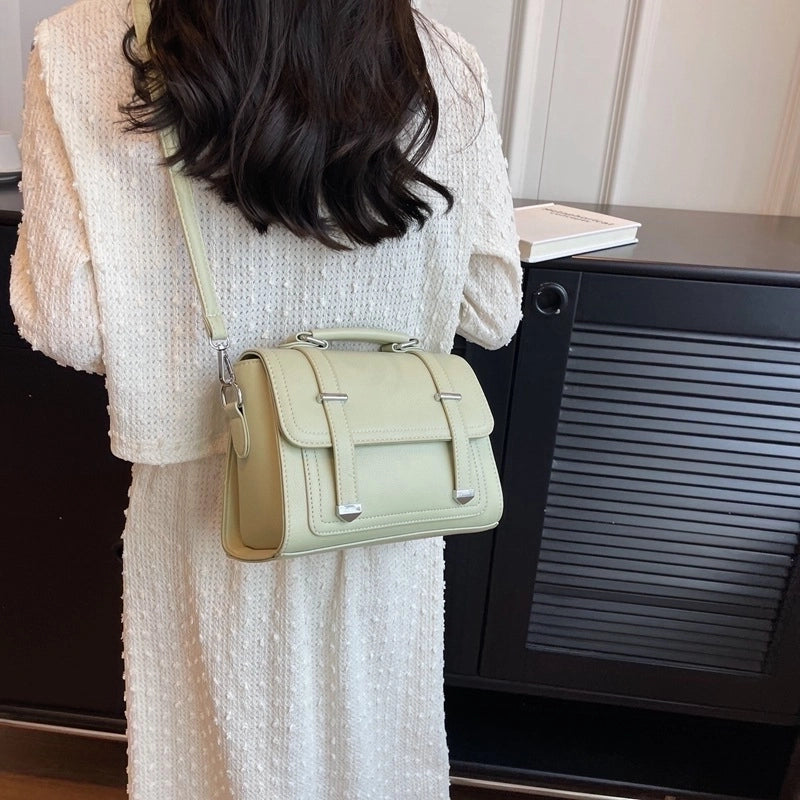 Women's Medium Pu Leather Solid Color Streetwear Square Flip Cover Crossbody Bag