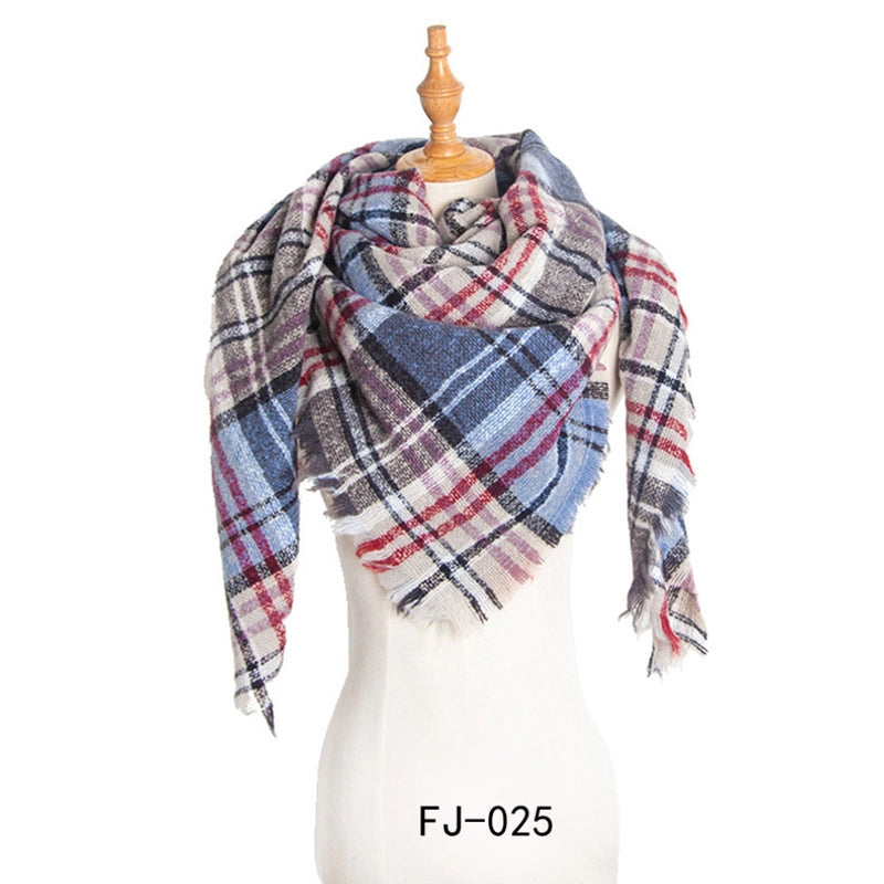 Autumn And Winter New Ring Yarn Thickened Double-sided Lattice Prick Scarf Scarf Women's Scarf Shawl Manufacturers