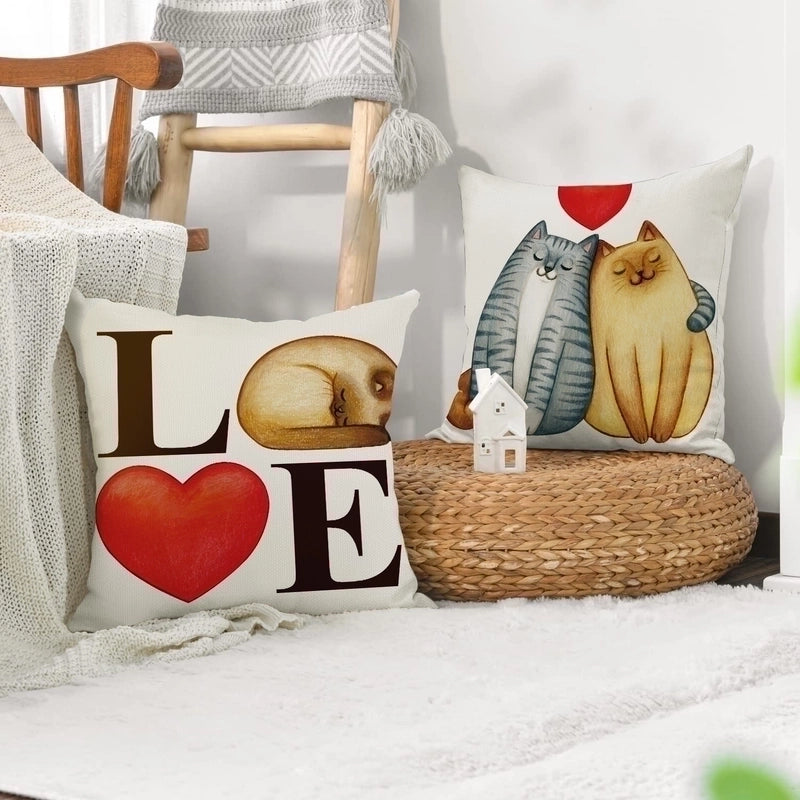 Cute Heart Shape Linen Pillow Cases