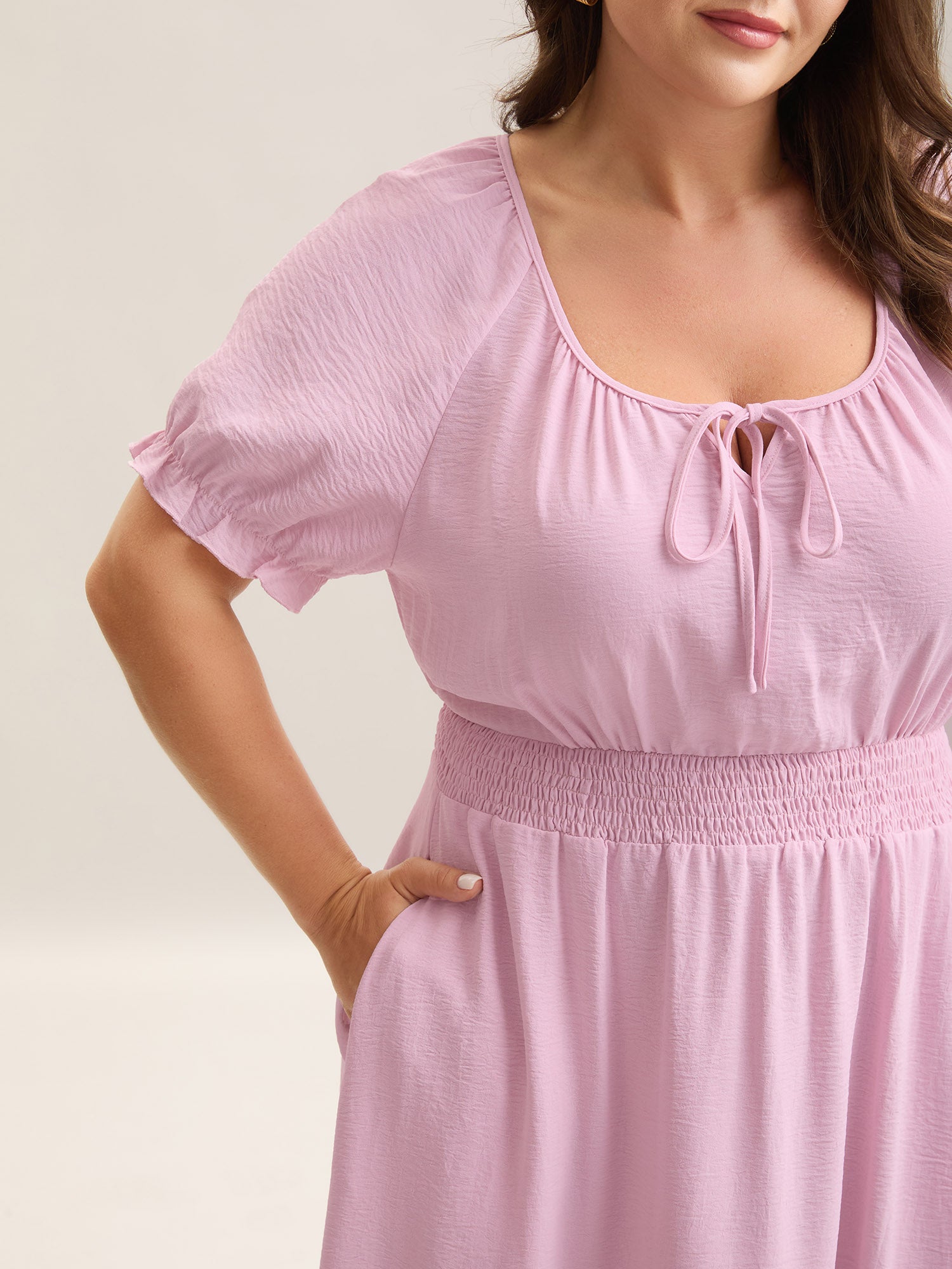 Shirred Waist Tiered Hem Milkmaid Dress