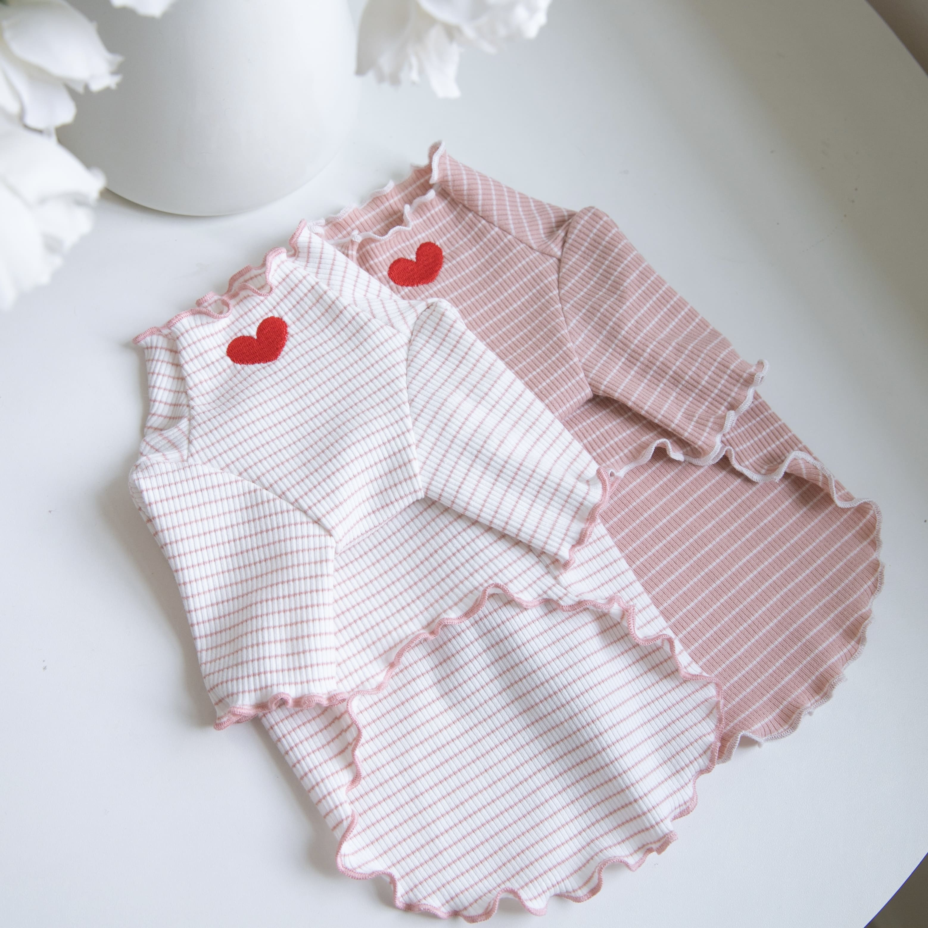 Heart Ruffled Striped Dog Cat Sweatshirt