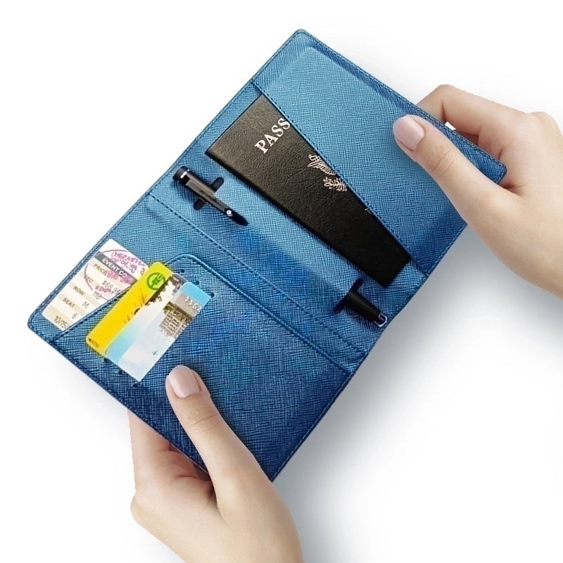 Unisex Classic Style Solid Color Pu Leather Passport Holders