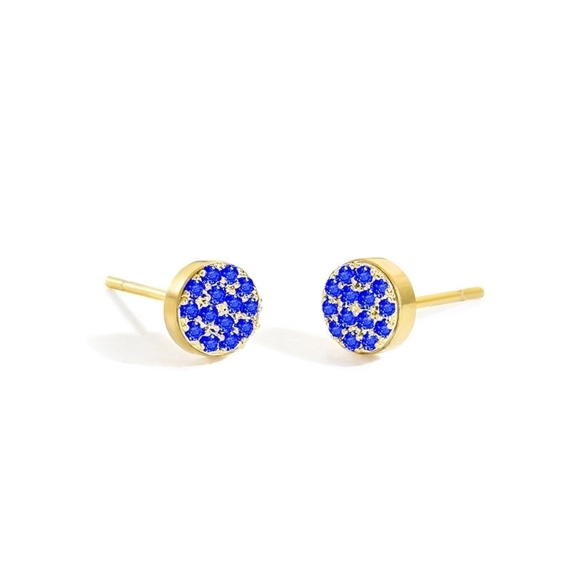 Minimalist Round Stainless Steel Inlay Artificial Diamond Ear Studs 1 Pair