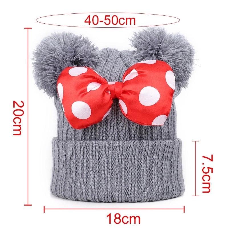 Children Unisex Basic Minimalist Polka Dots Bowknot Eaveless Wool Cap