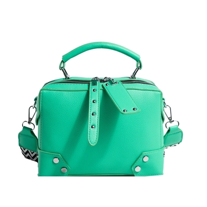 Women's Small Pu Leather Waves Solid Color Streetwear Square Zipper Square Bag