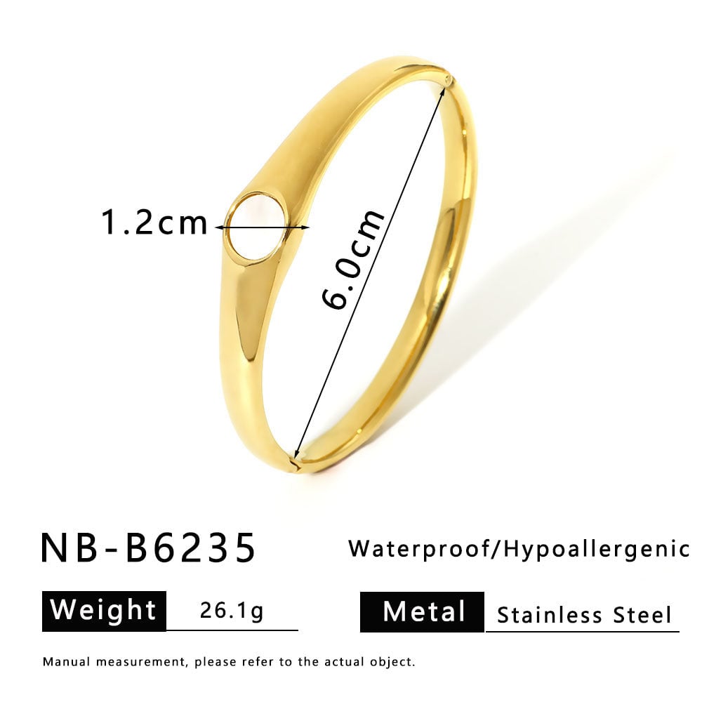 Ins Style Simple Classic Scale Inlaid Diamond White Shell Titanium Steel Bracelet 18K Gold Wide Version Of The Second-Hand Bracelet