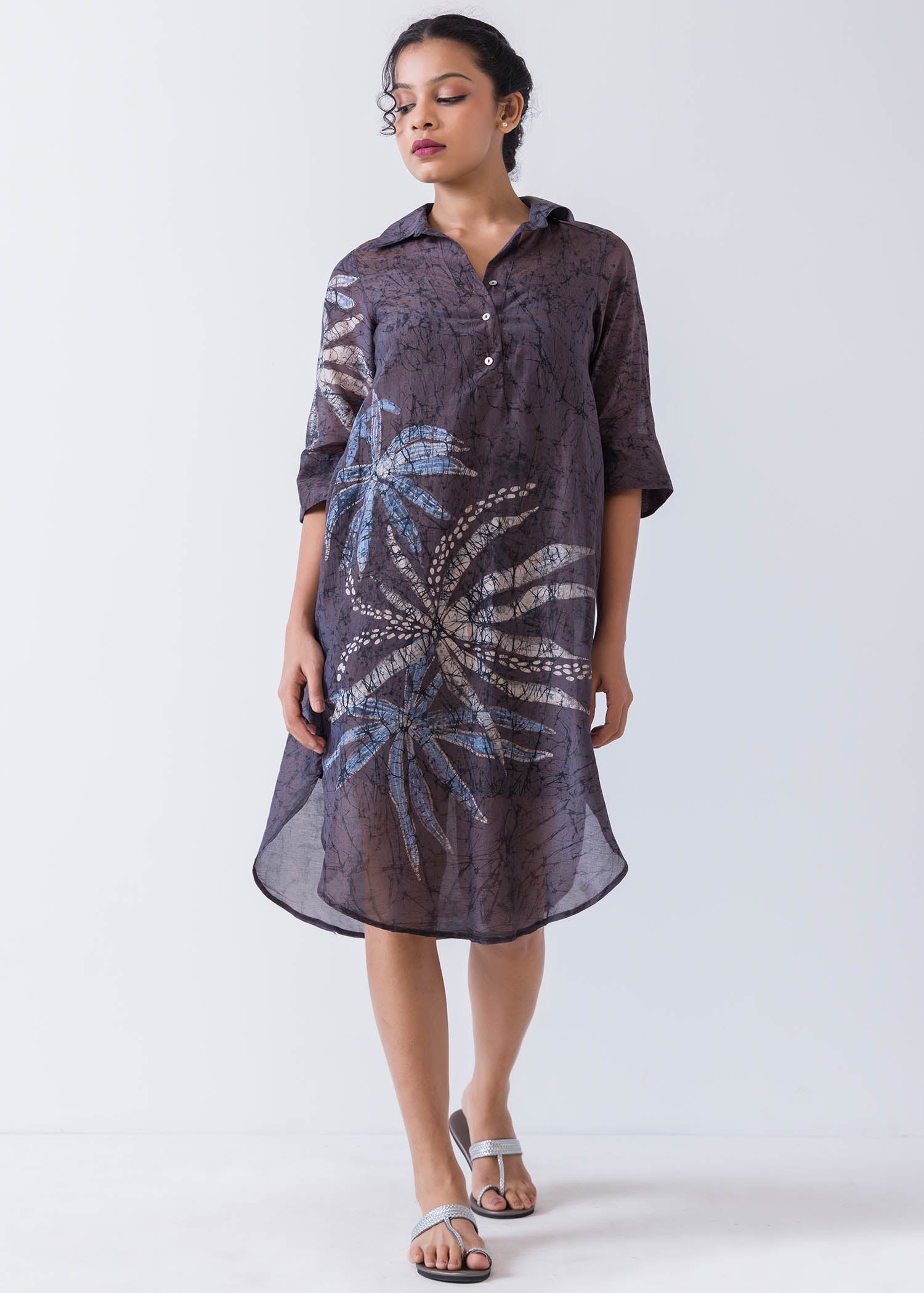 Tropical Hand Print Shirt dress