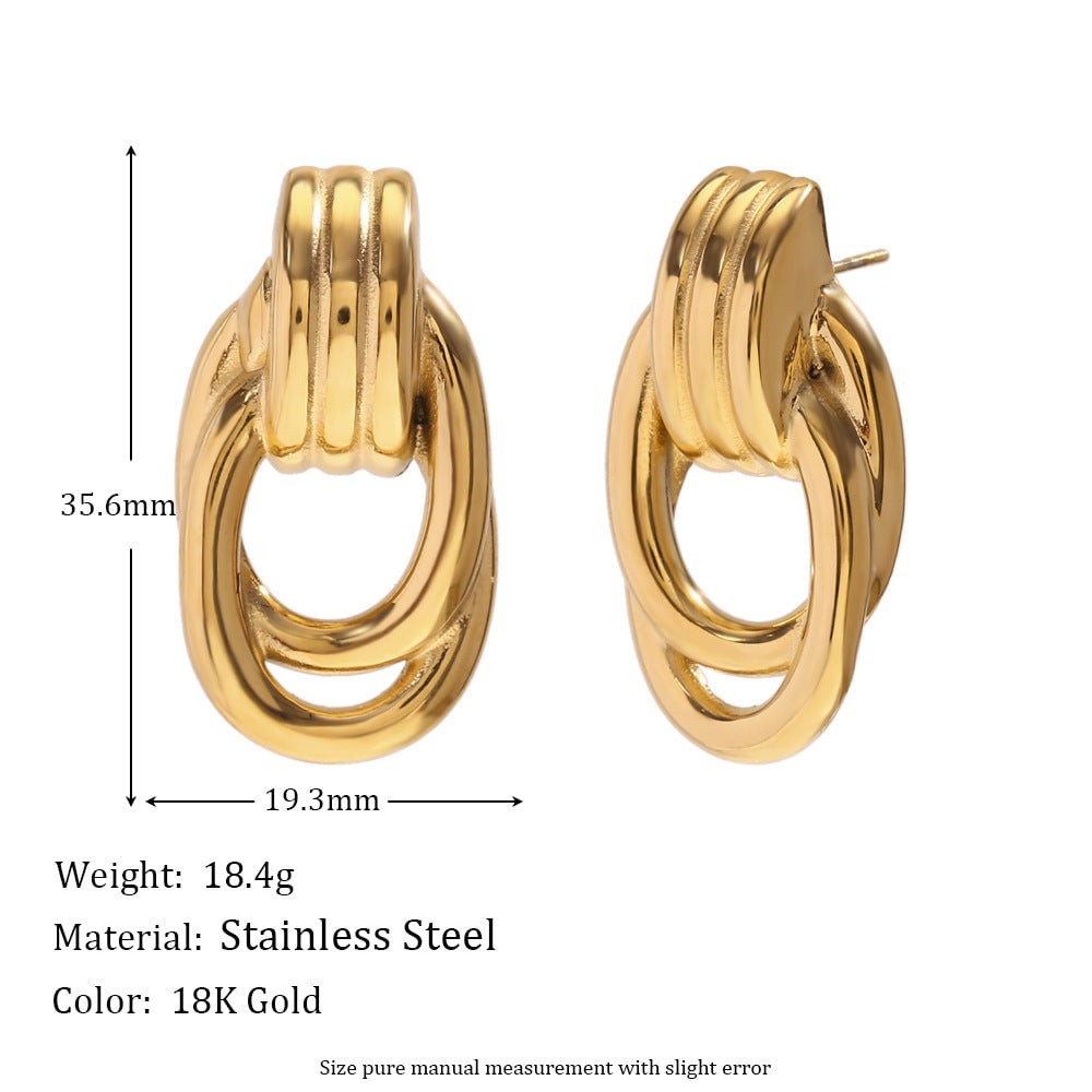 Fashion Circle Geometric Stainless Steel 18K Gold Plated Stud Earrings