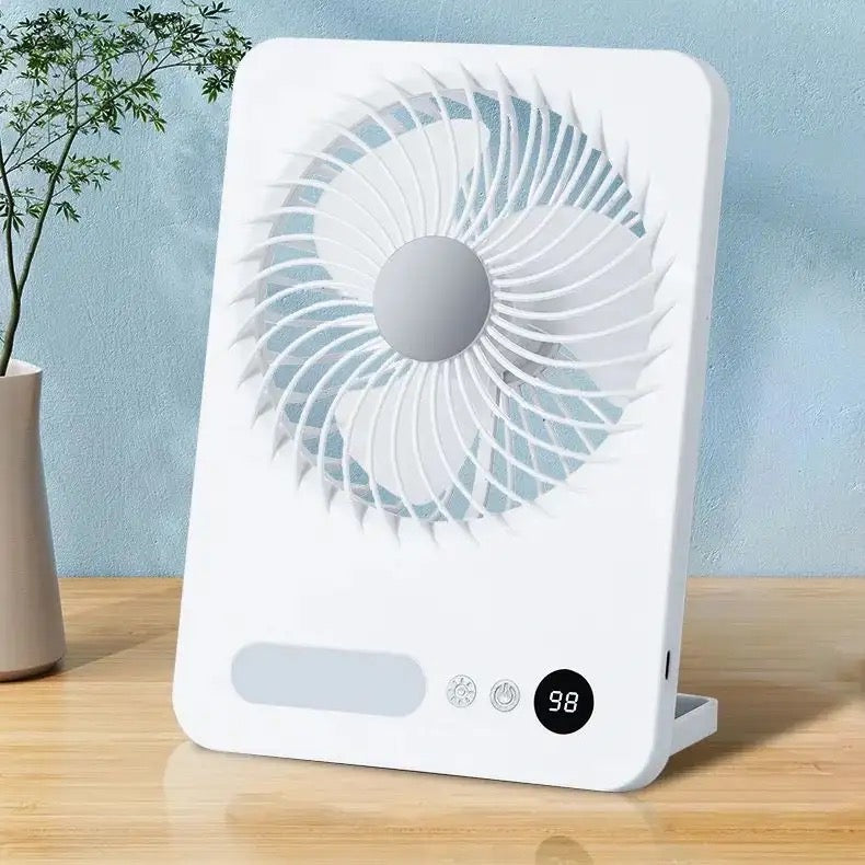 FOLDABLE SLIM MINI SUMMER DESK FAN WITH LED LIGHT