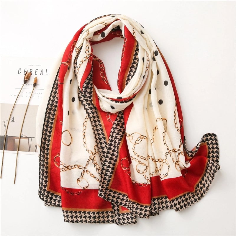 Soft Cotton And Linen Scarf Women's Autumn And Winter  Yellow Cow Pattern Long Shawl Dual-use
