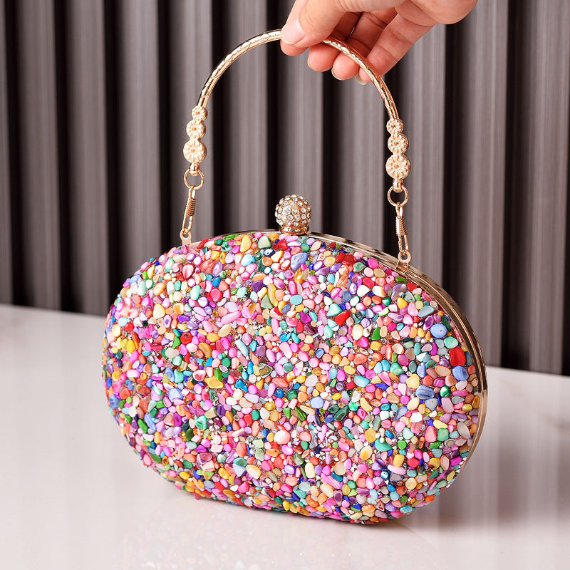 Round Diamond Resin Evening Clutch with Handle