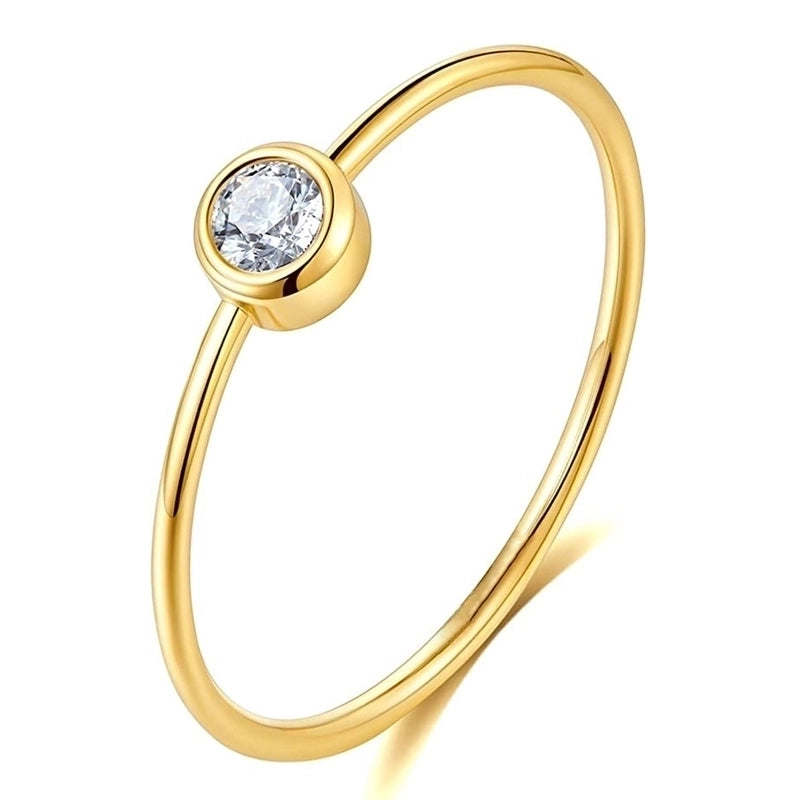 Minimalist Geometric Titanium Steel Plating Zircon Rings 1 Piece