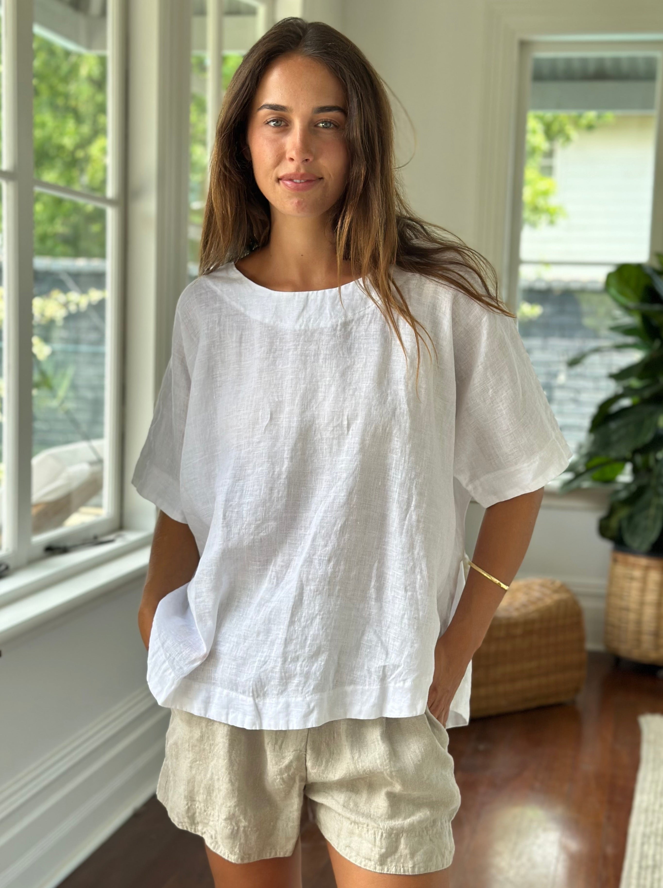 mia top - white linen