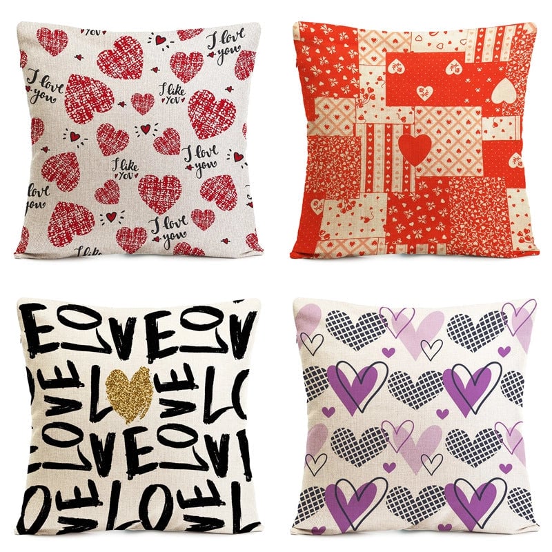 Valentine'S Day Casual Elegant Minimalist Heart Shape Linen Pillow Cases Couch & Sofa Decor