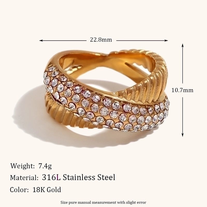 Minimalist Solid Color Stainless Steel Inlay Zircon Rings
