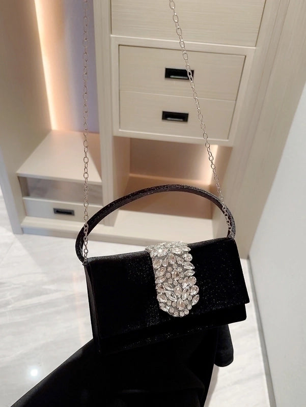 Women's Suede Color Block Elegant Classic Style Square Buckle Handbag Evening Bag