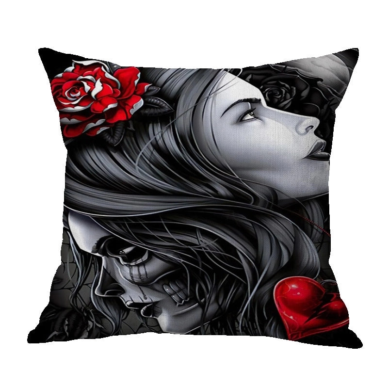 Halloween Punk Skull Linen Pillow Cases Couch & Sofa Decor