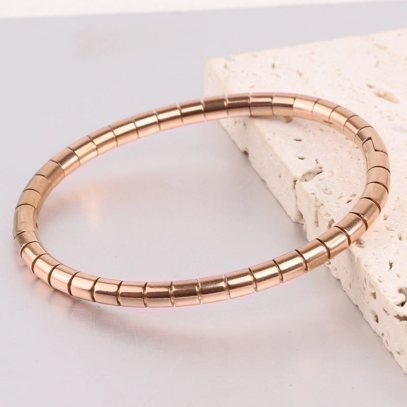 Minimalist Solid Color Stainless Steel Plating Gold Plated Bangle