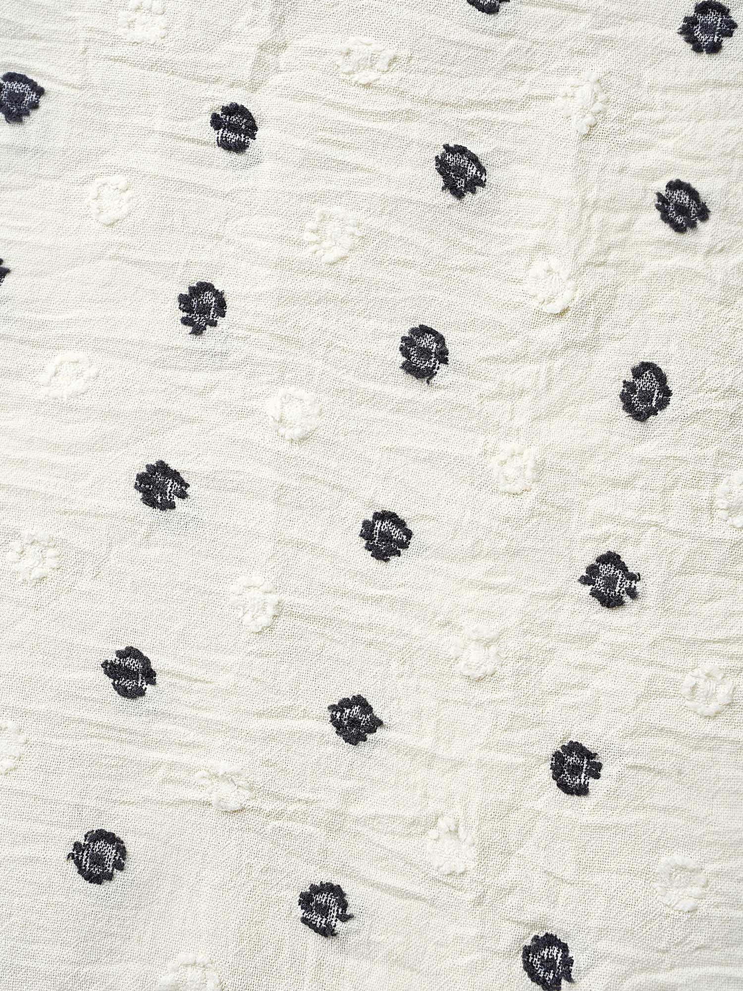Textured Polka Dot Print Flared Sleeve Shirt