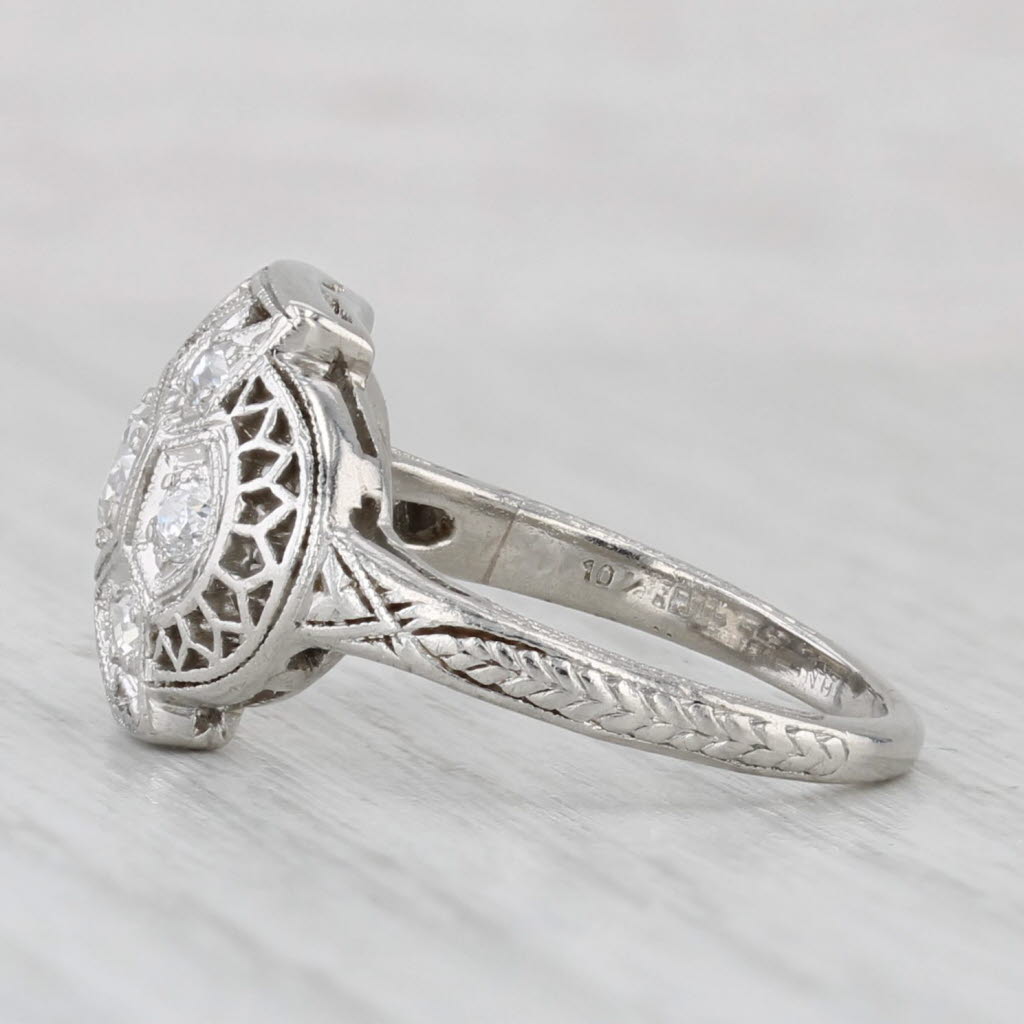Vintage 0.27ctw Old European Cut Diamond Ring Platinum Art Deco Engagement Sz 4