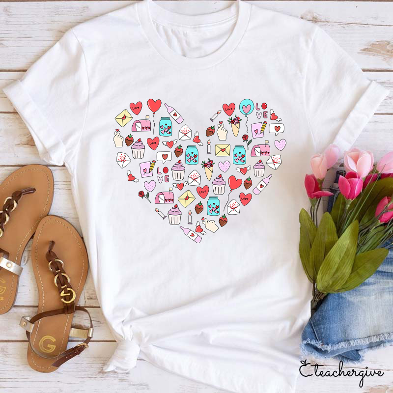 Valentine Heart Teacher T-Shirt