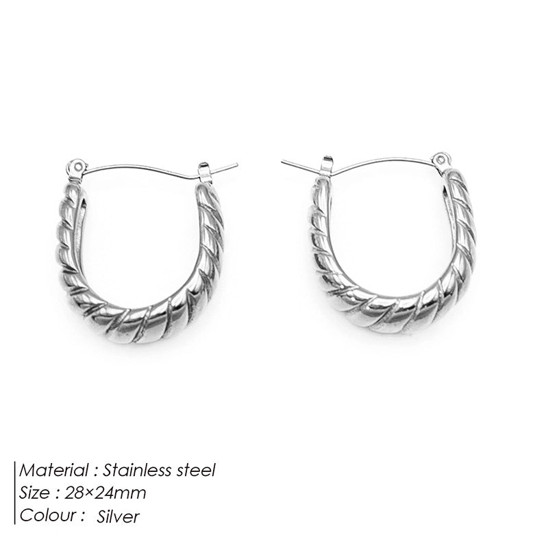1 Pair Minimalist Geometric Plating Stainless Steel 18K Gold Plated Hoop Earrings