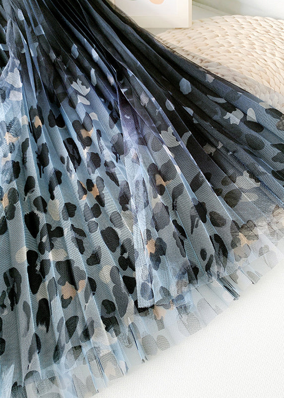Organic Green Leopard Print fashion Straight Spring Skirt