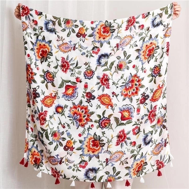 Color Flower Print National Wind Cotton Scarf Scarves Nhgd157609
