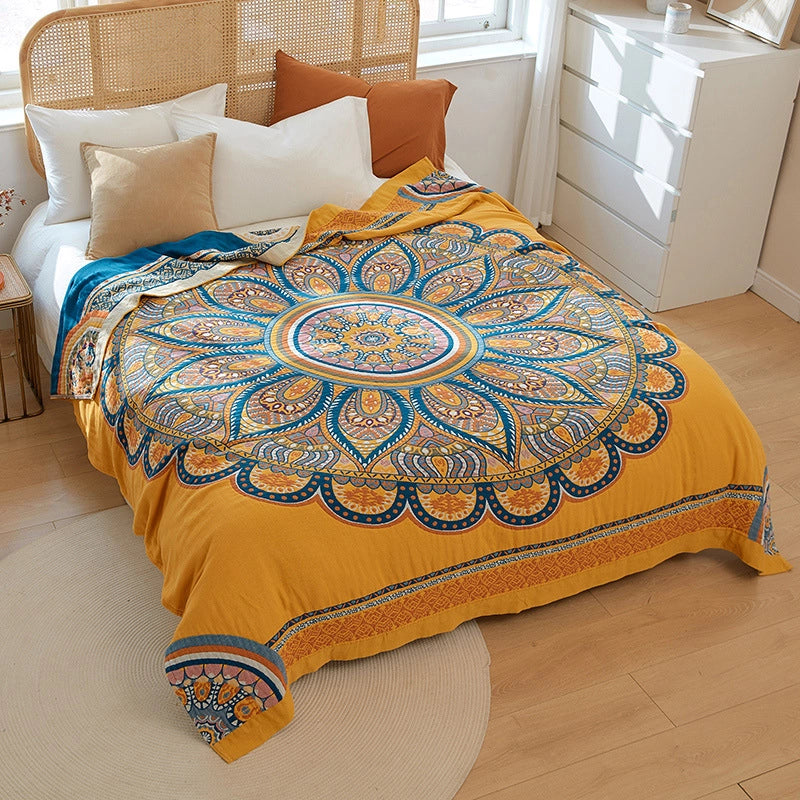 National Fashion Pure Cotton Gauze Quilt Adult Lunch Break Sofa Cover Blanket Summer Towel Quilt Pure Cotton Single Double Blanket Bed Sheet