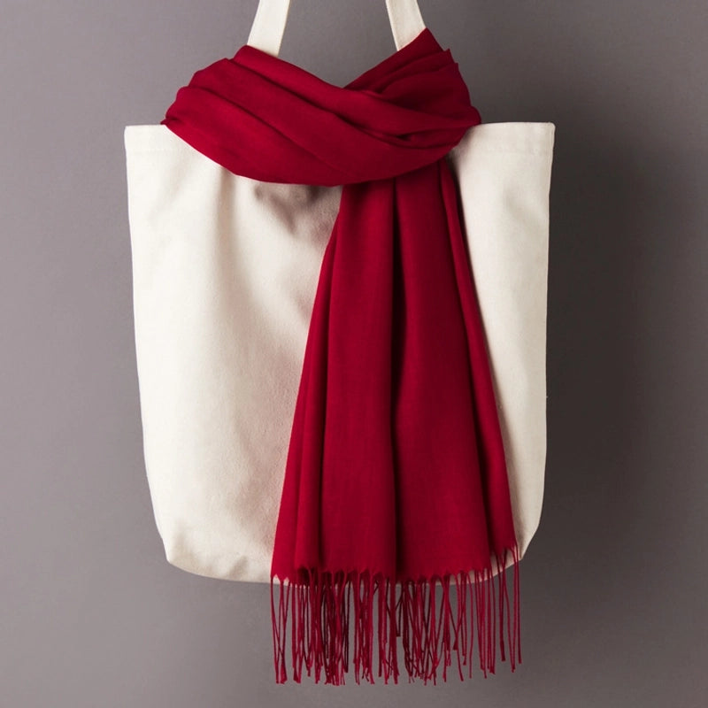 Thin Cashmere Scarf Solid Color Tassel Shawl LOGO Gift Scarf Factory Direct
