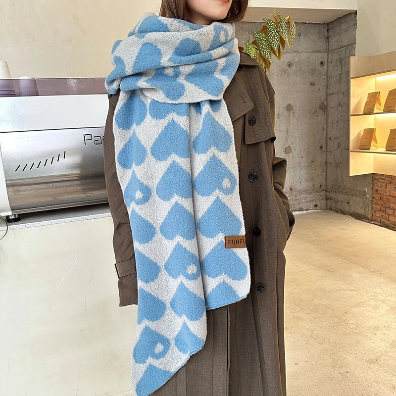 Women's Basic Classic Style Heart Shape Polyester Scarf