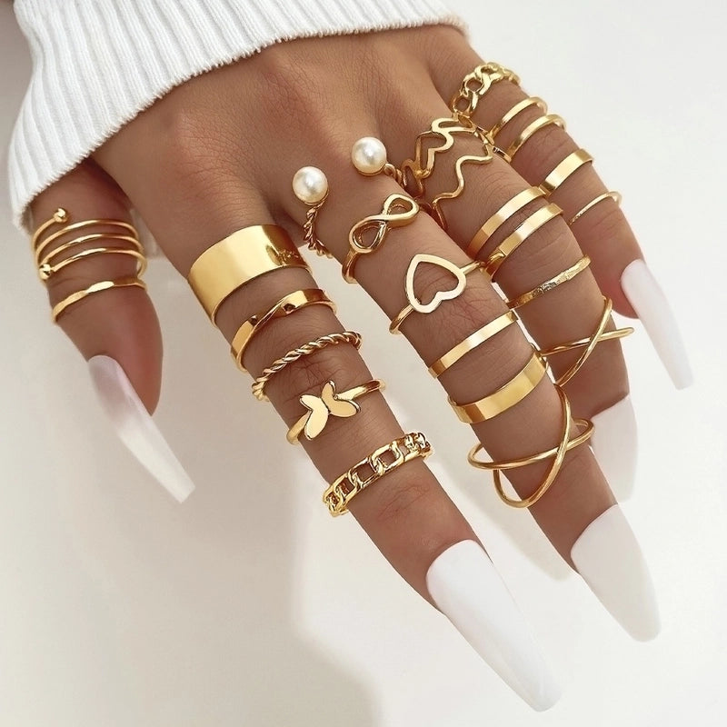 Animal Flower Alloy Plating Inlay Artificial Pearls Artificial Diamond Women's Open Rings