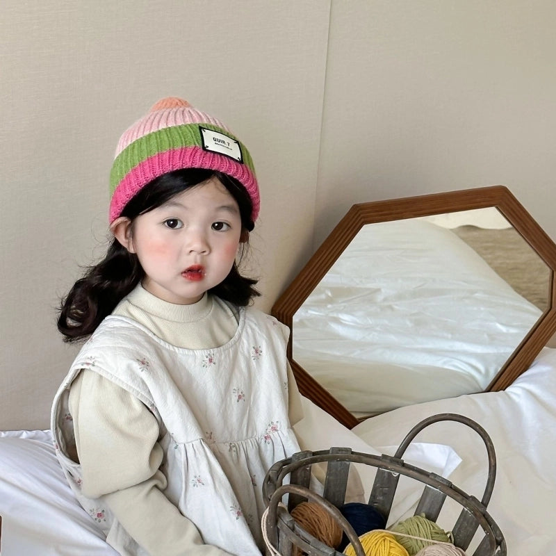 Children Unisex Streetwear Color Block Wool Cap