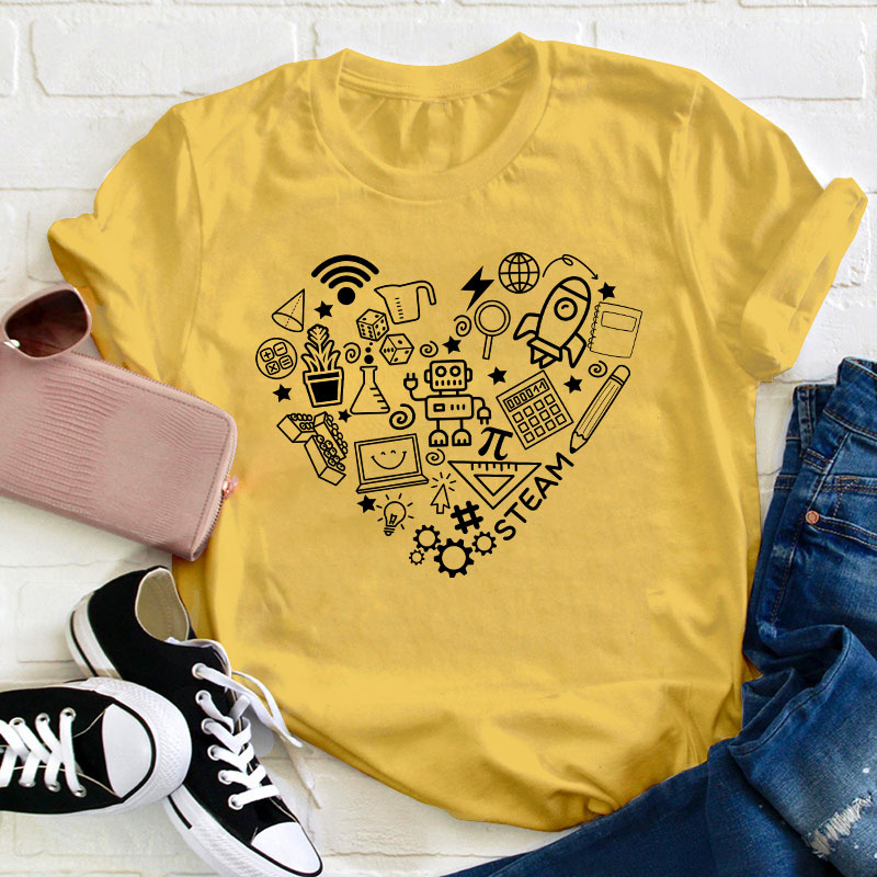 Stem Heart Shape Teacher T-Shirt