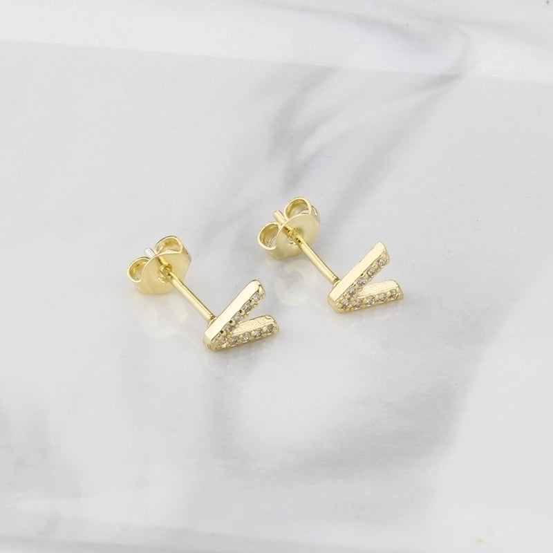 1 Pair Fashion Letter Inlay Copper Zircon Gold Plated Ear Studs