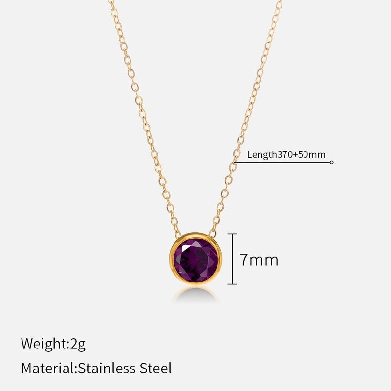 Minimalist Round 304 Stainless Steel Rhinestones Plating Stainless Steel Necklaces
