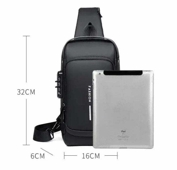 Anti Theft Chest Bag. USB Charging Crossbody Bag