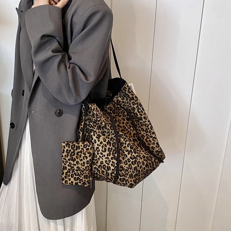 Women's Nylon Leopard Vintage Style Classic Style Square String Bag Sets Crossbody Bag