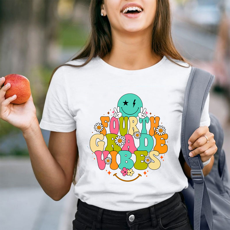 Personalized Grade Vibes Teacher T-Shirt