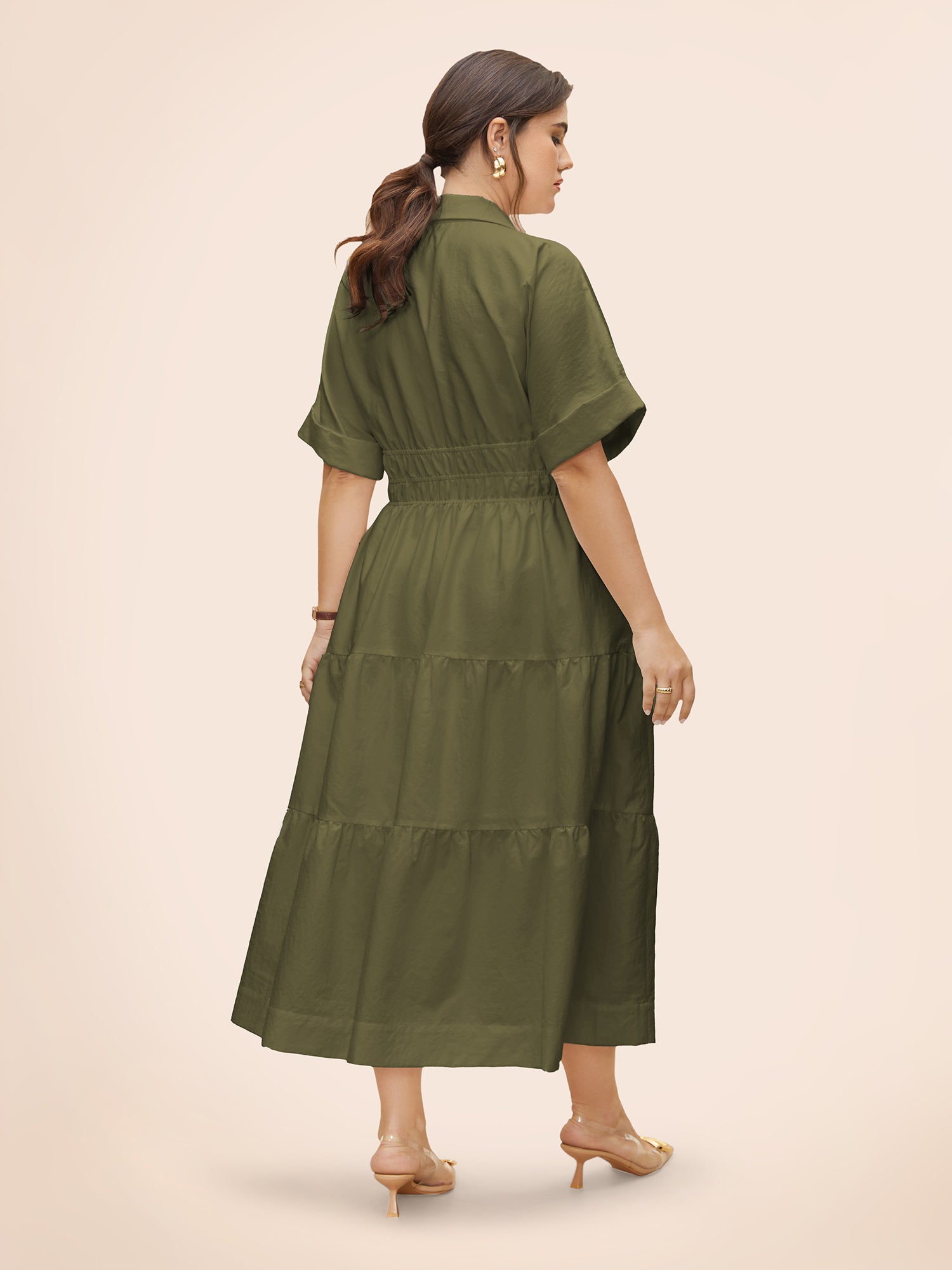 Midfield Tiered Midi Shirt Dress