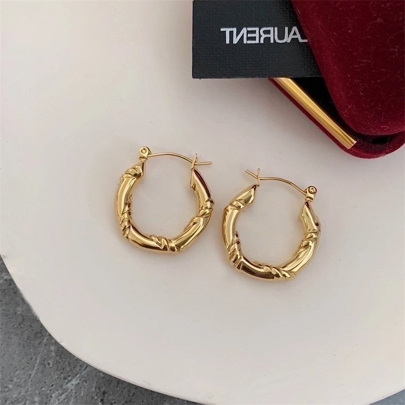 1 Pair Minimalist Solid Color Plating Stainless Steel Gold Plated Earrings