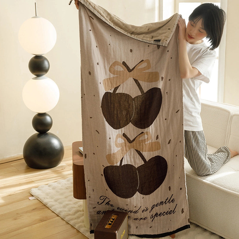 Class A Cotton Gauze Cover Blanket Cotton Jacquard Four-Layer Gauze Bath Towel Sofa Nap Blanket Multifunctional Children's Bags Quilt