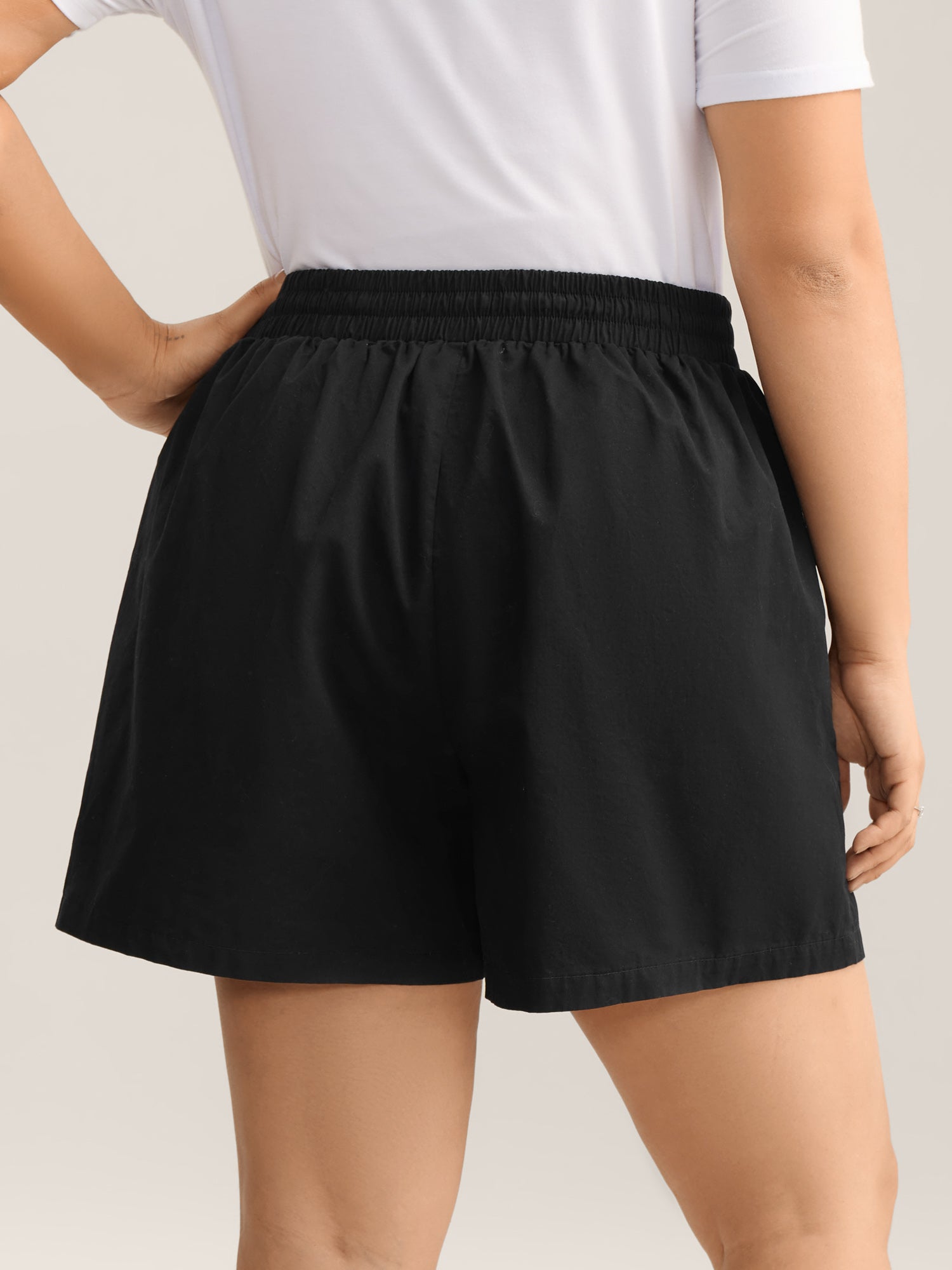Waist-Drawstring Wide-Leg Shorts